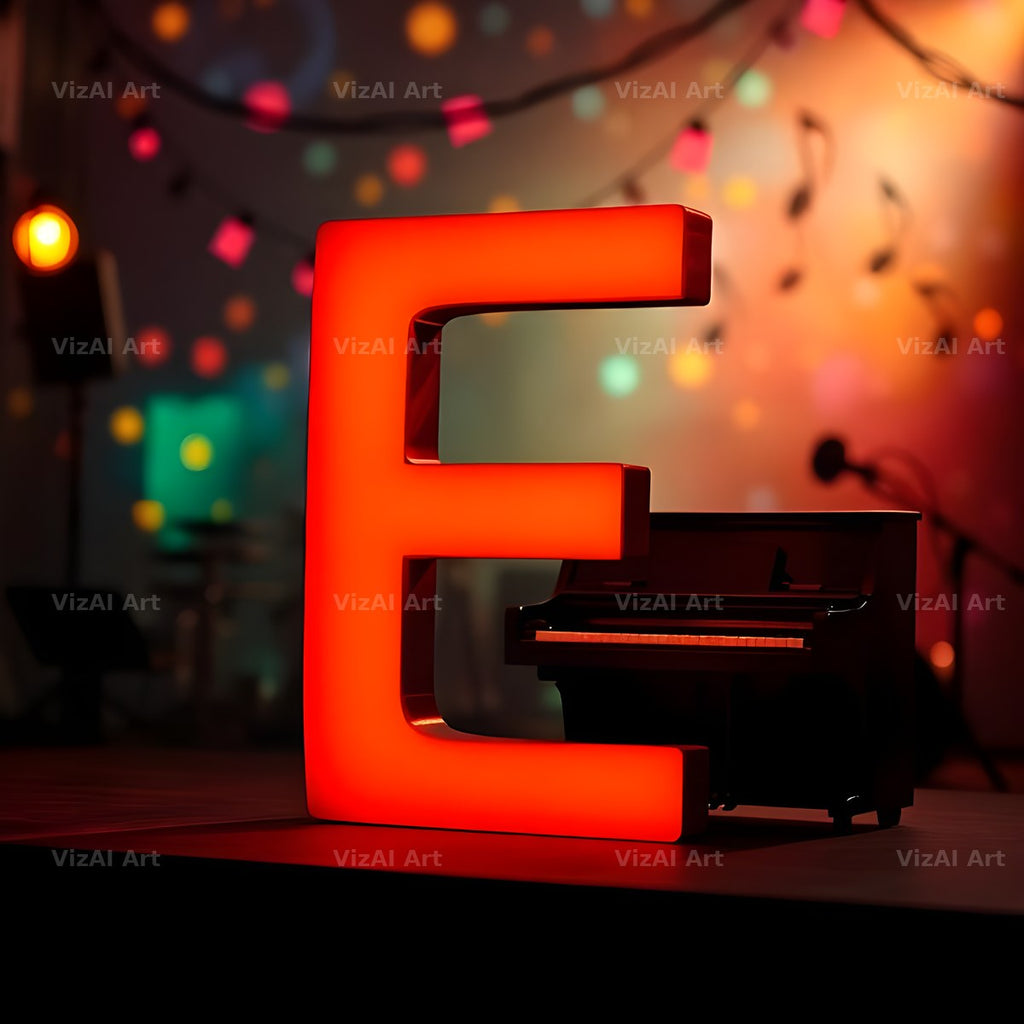Neon Piano Stage alphabet letter E