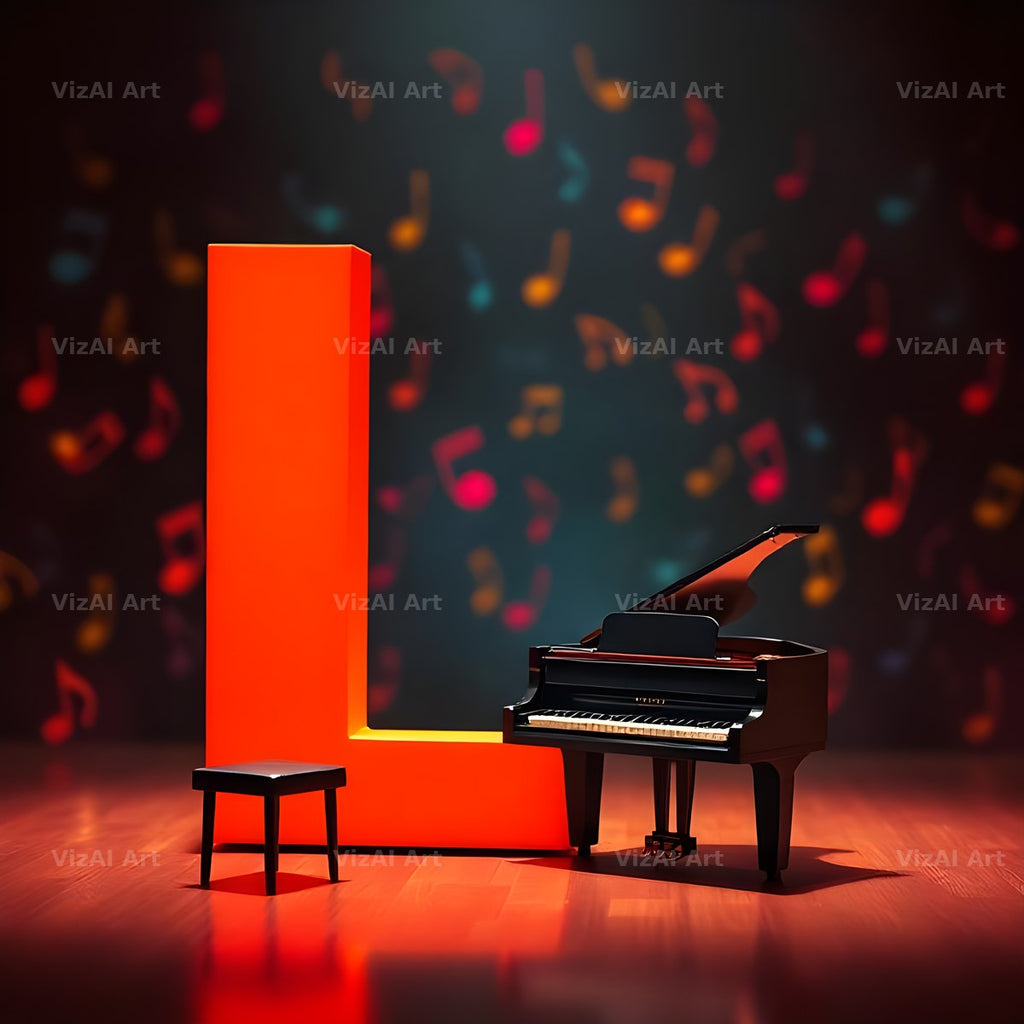 Neon Piano Stage alphabet letter L