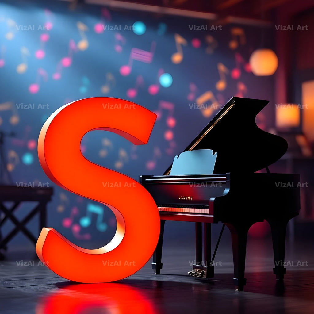 Neon Piano Stage alphabet letter S