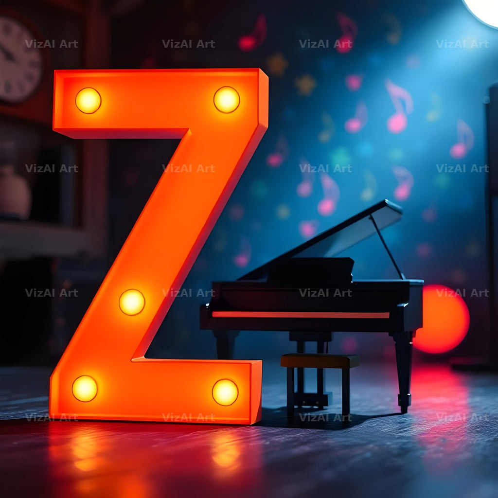 Neon Piano Stage alphabet letter Z