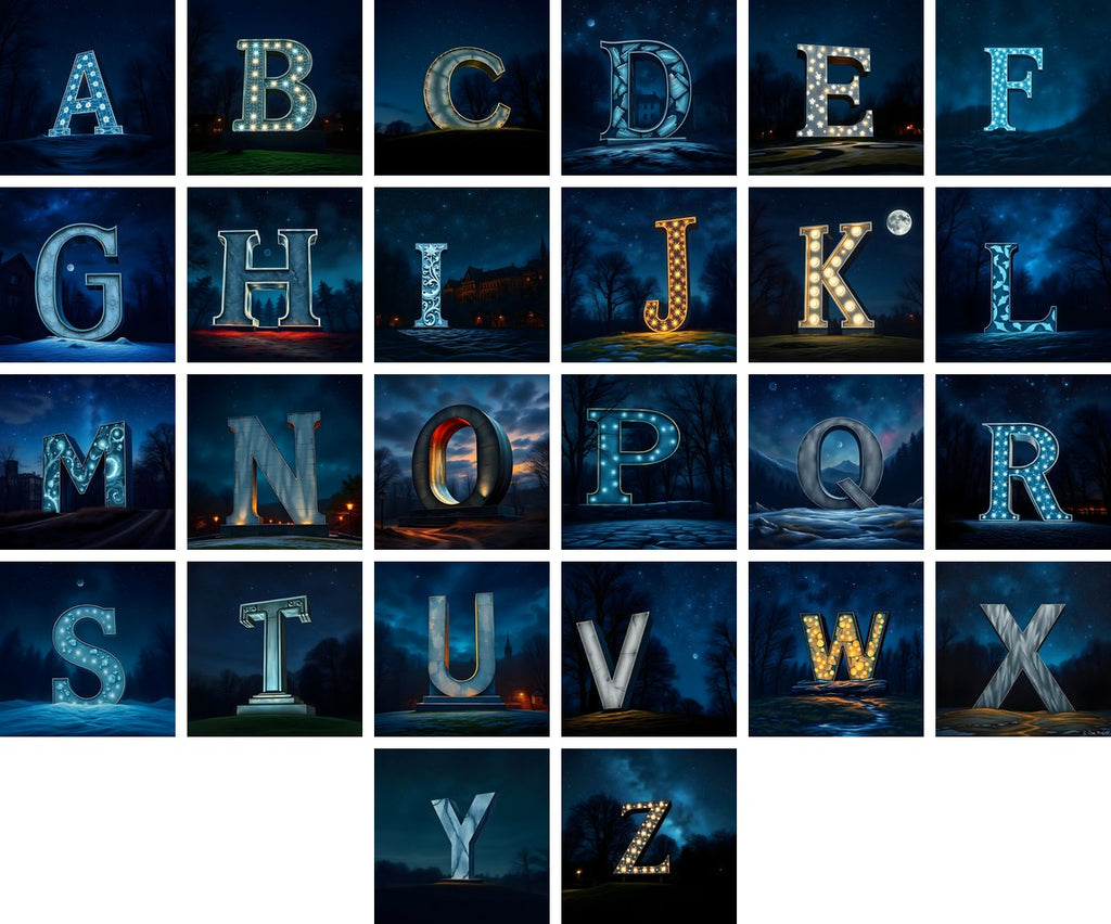 Night Garden Lights alphabet — all 26 letters