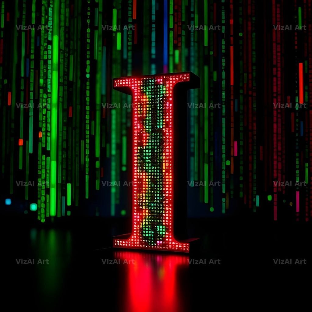 Neon Matrix Grid alphabet letter I