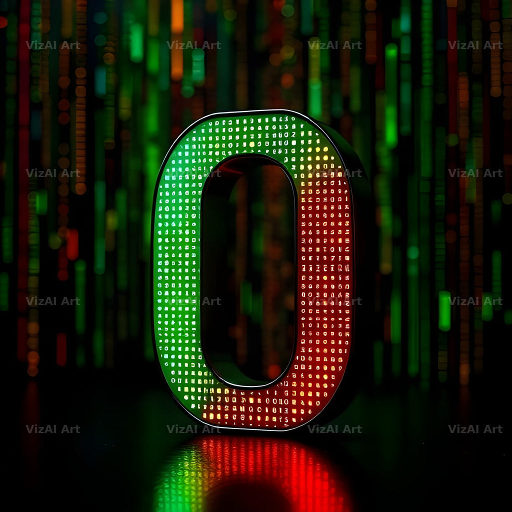 Neon Matrix Grid alphabet letter O