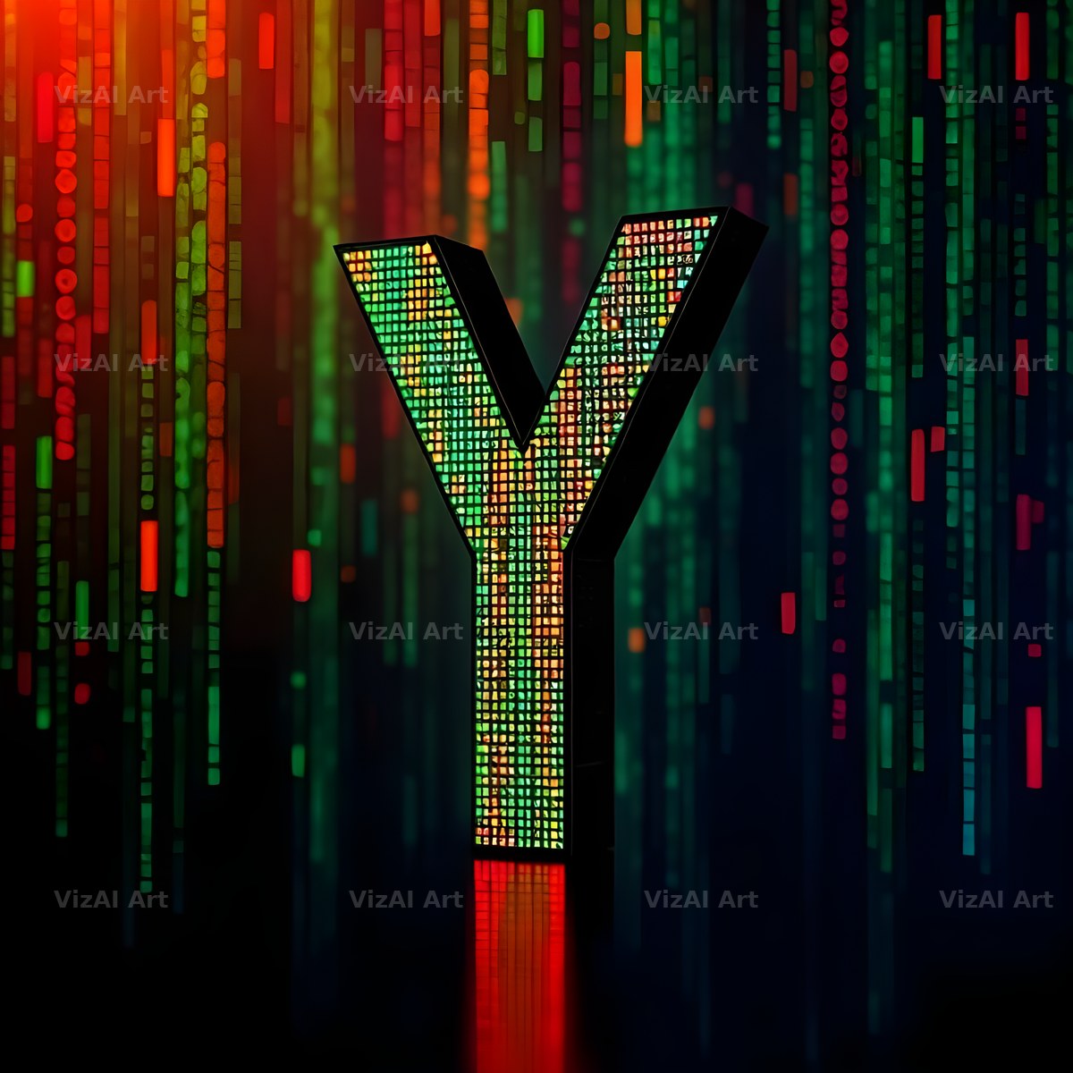 Neon Matrix Grid alphabet letter Y
