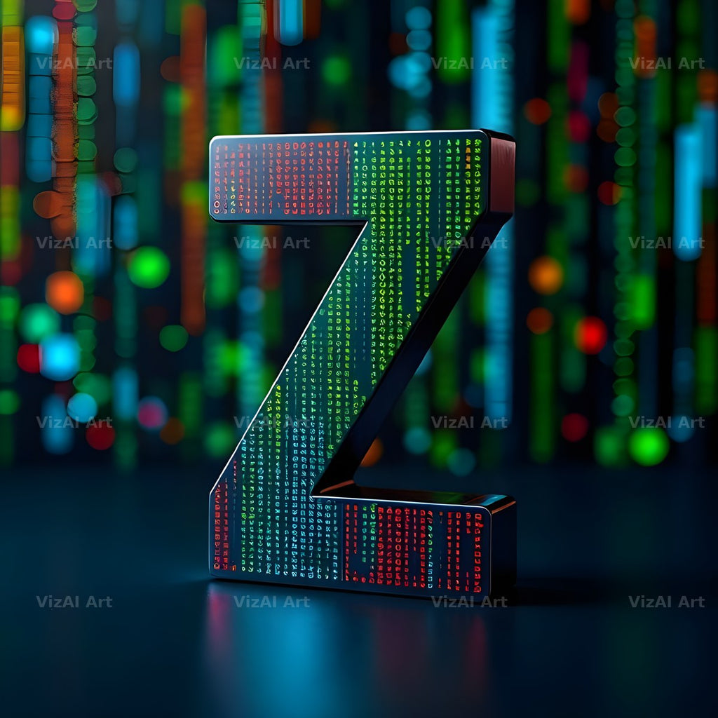 Neon Matrix Grid alphabet letter Z