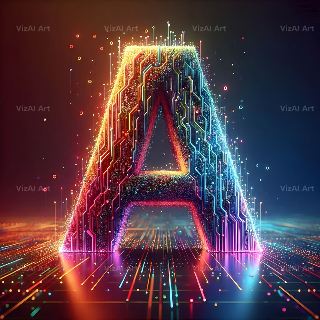 Neon Grid Pulse alphabet letter A