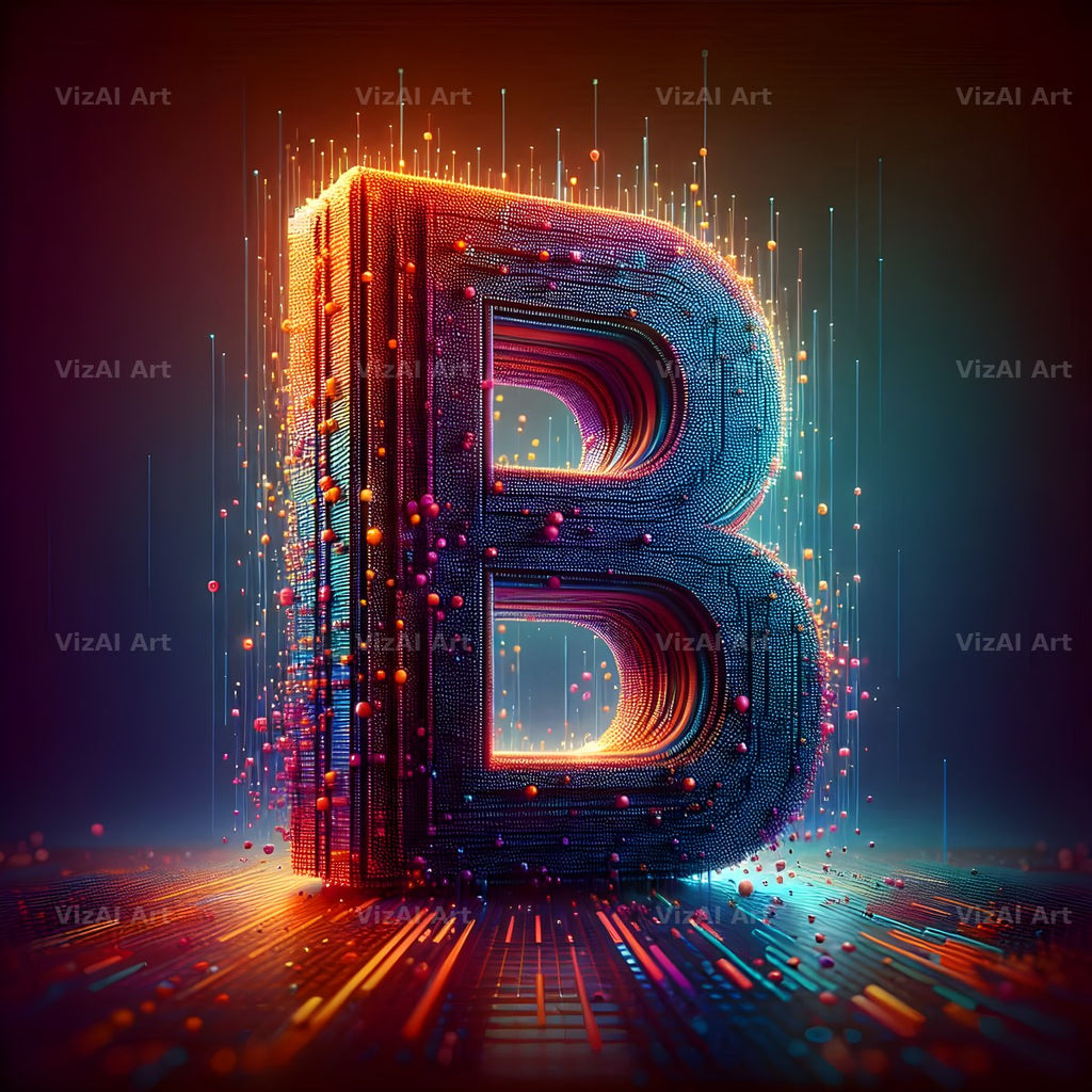 Neon Grid Pulse alphabet letter B