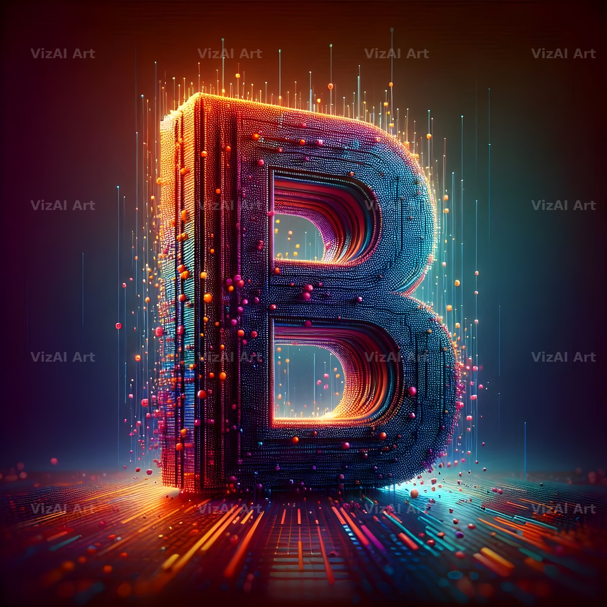 Neon Grid Pulse alphabet letter B