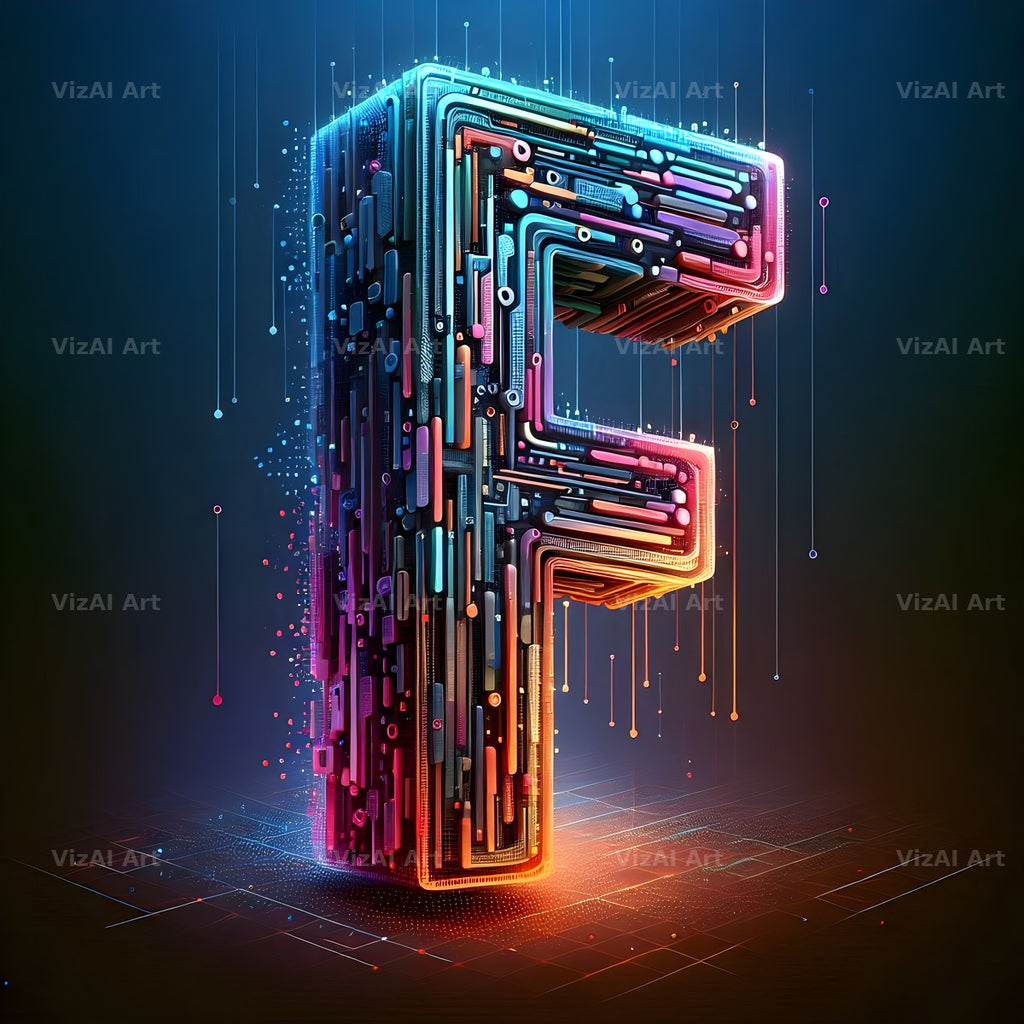 Neon Grid Pulse alphabet letter F