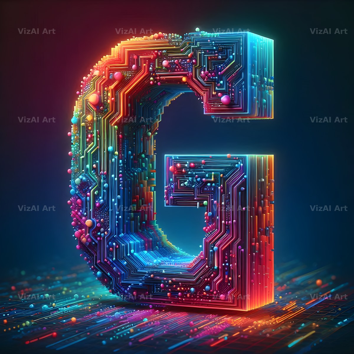Neon Grid Pulse alphabet letter G