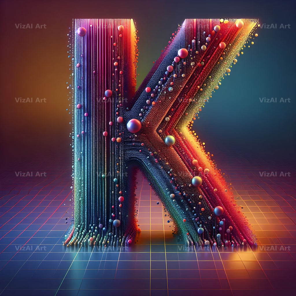 Neon Grid Pulse alphabet letter K