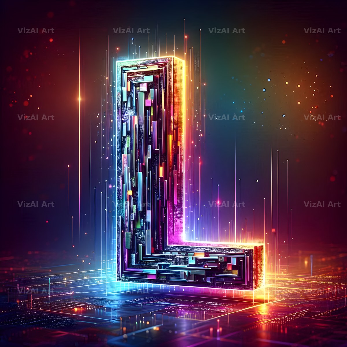 Neon Grid Pulse alphabet letter L