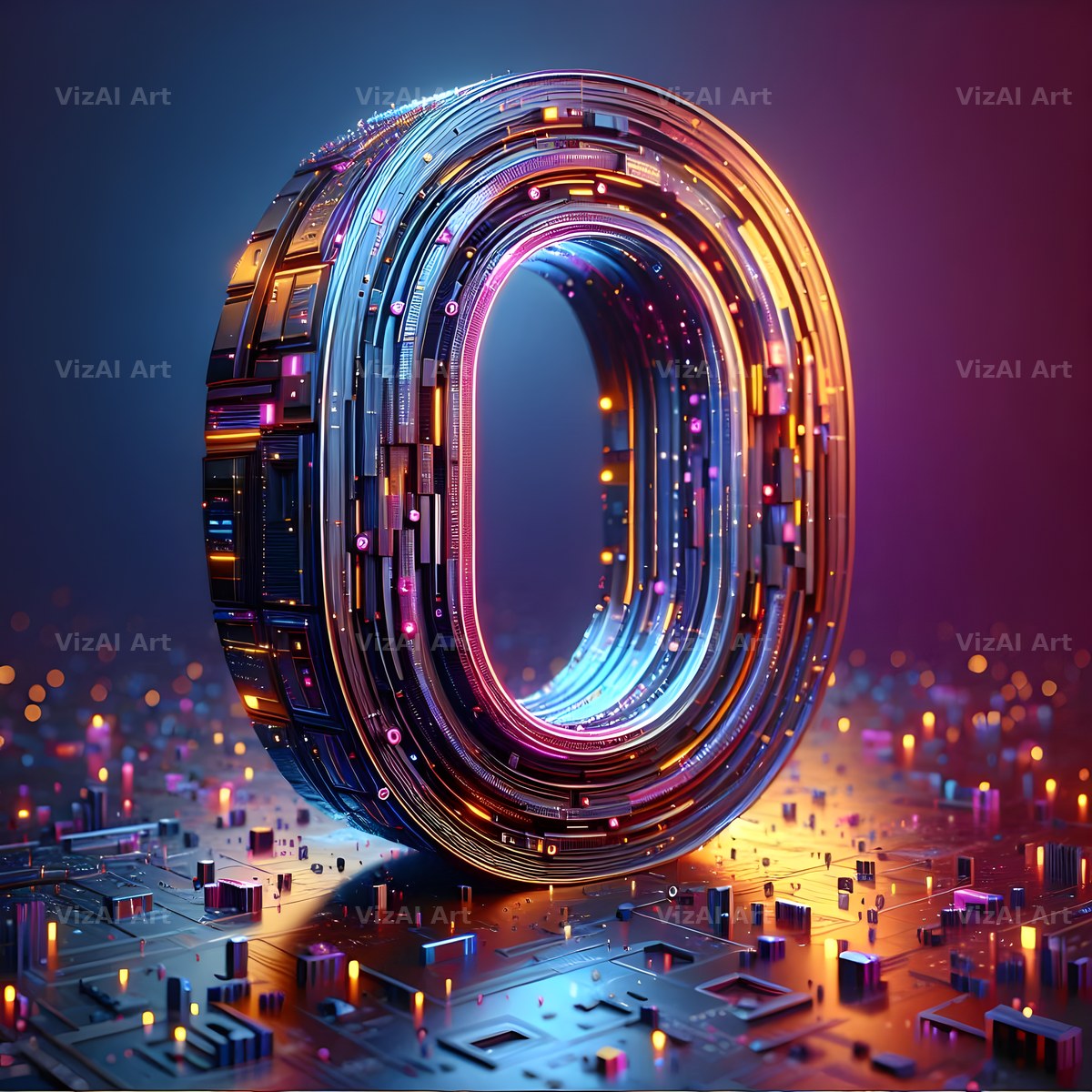 Neon Grid Pulse alphabet letter O