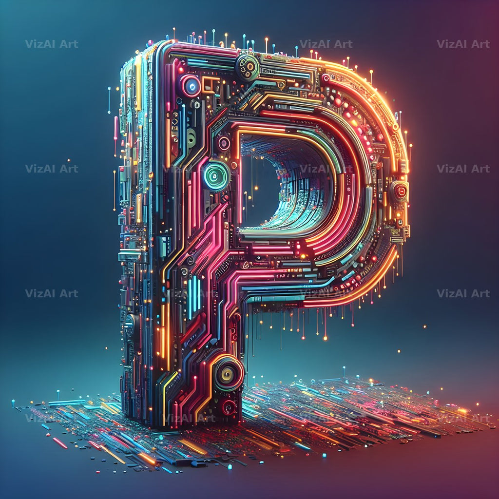 Neon Grid Pulse alphabet letter P