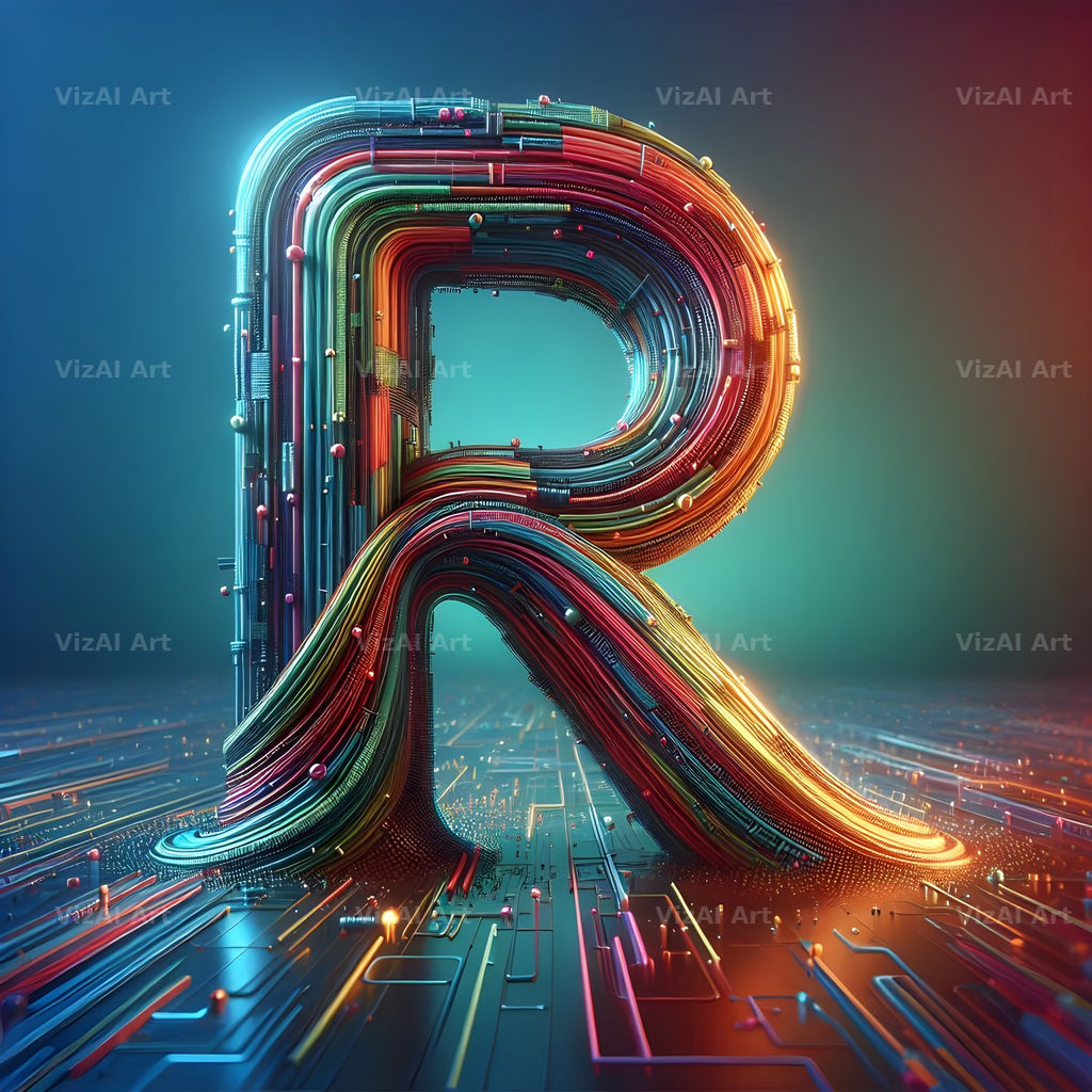 Neon Grid Pulse alphabet letter R