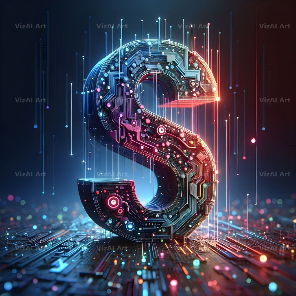Neon Grid Pulse alphabet letter S