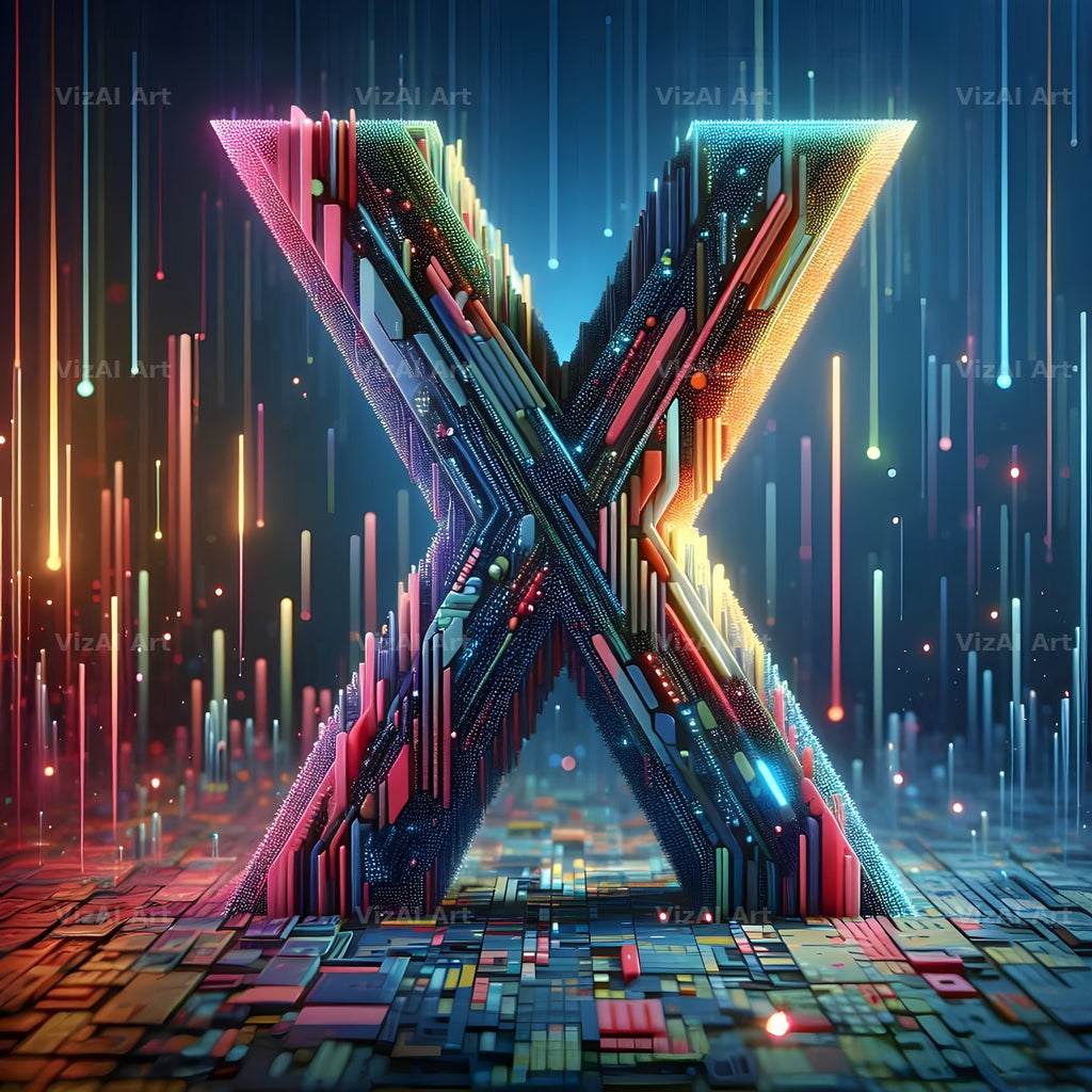 Neon Grid Pulse alphabet letter X