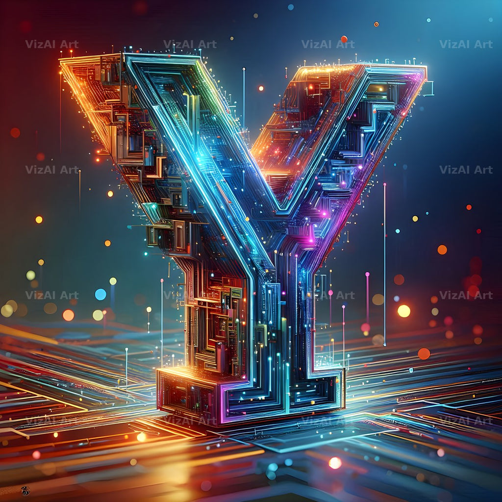Neon Grid Pulse alphabet letter Y