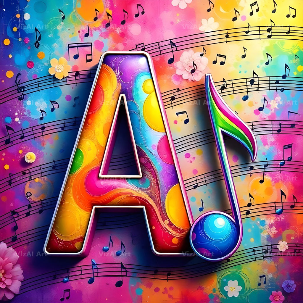Confetti Music Note alphabet letter A