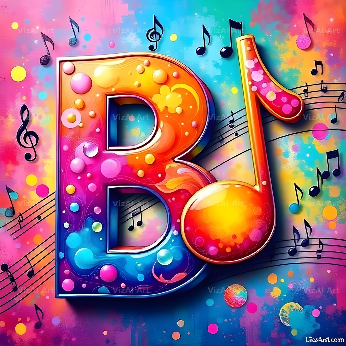 Confetti Music Note alphabet letter B