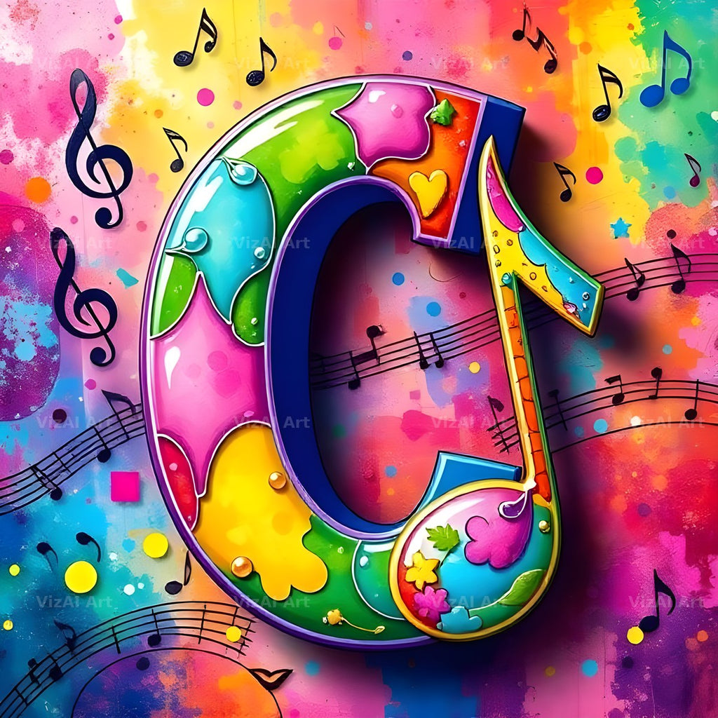 Confetti Music Note alphabet letter C