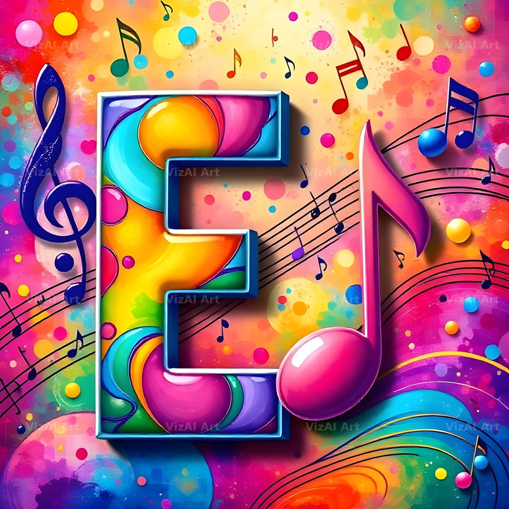 Confetti Music Note alphabet letter E