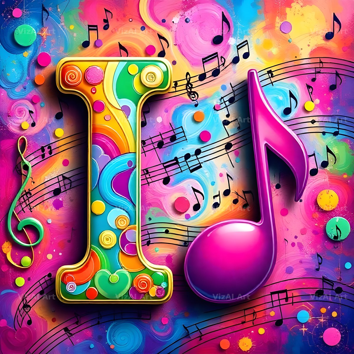 Confetti Music Note alphabet letter I
