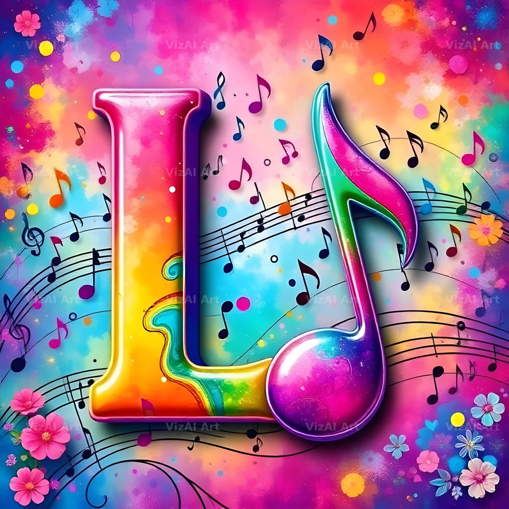 Confetti Music Note alphabet letter L