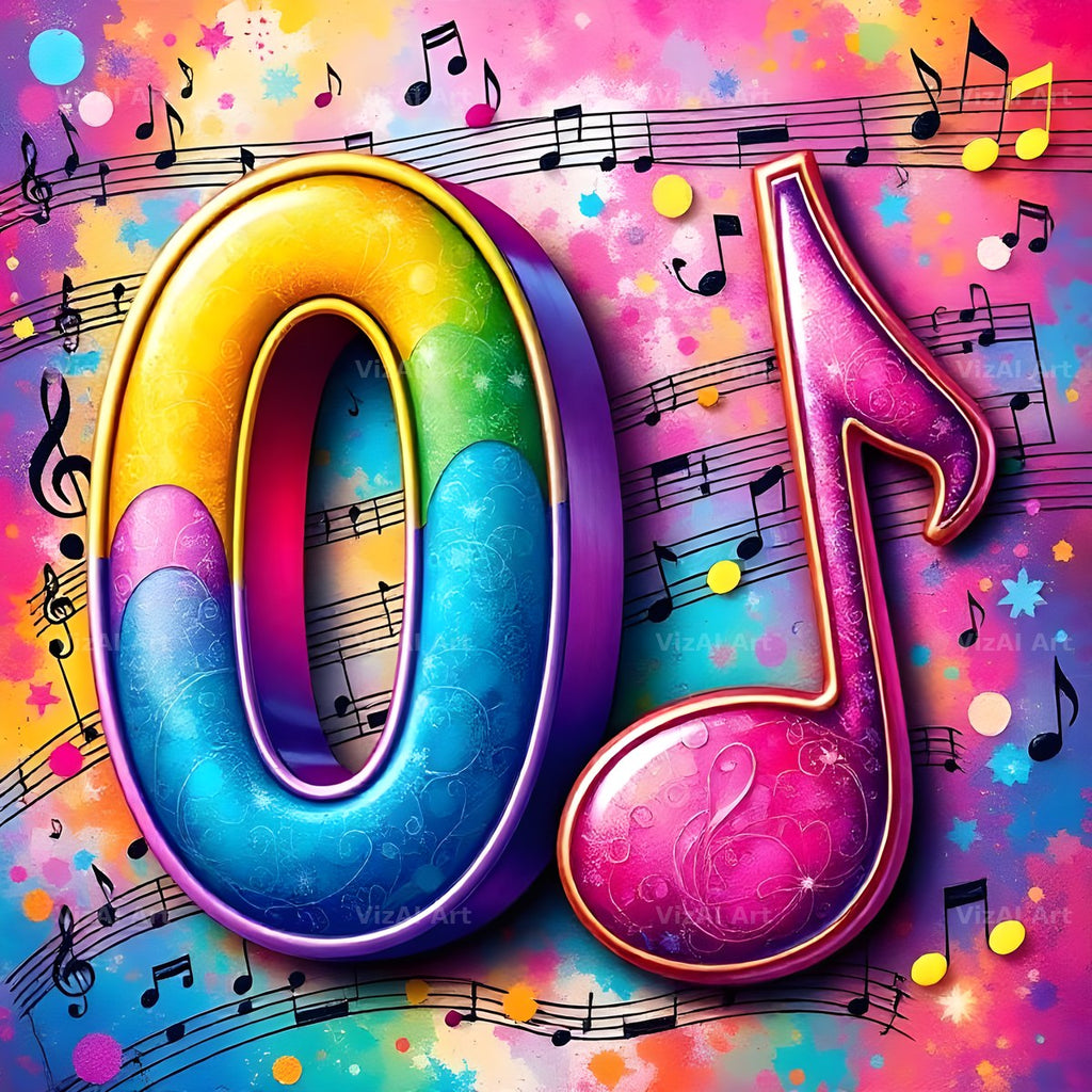 Confetti Music Note alphabet letter O