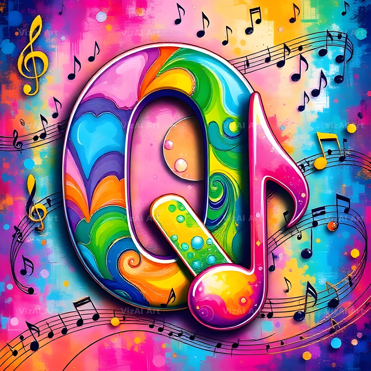 Confetti Music Note alphabet letter Q