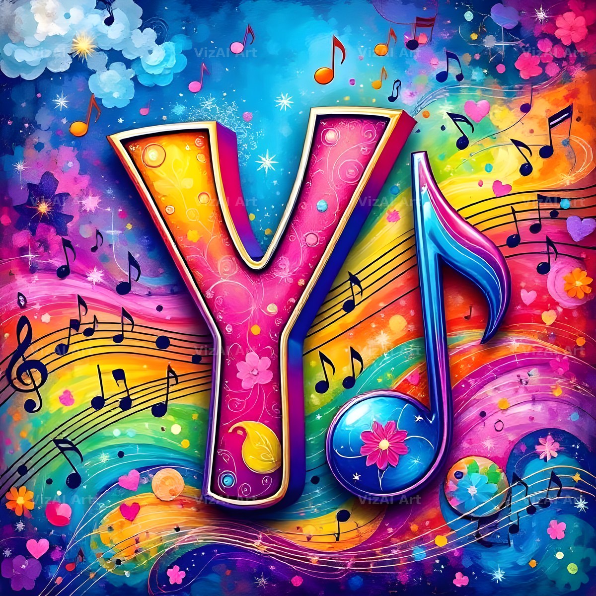 Confetti Music Note alphabet letter Y