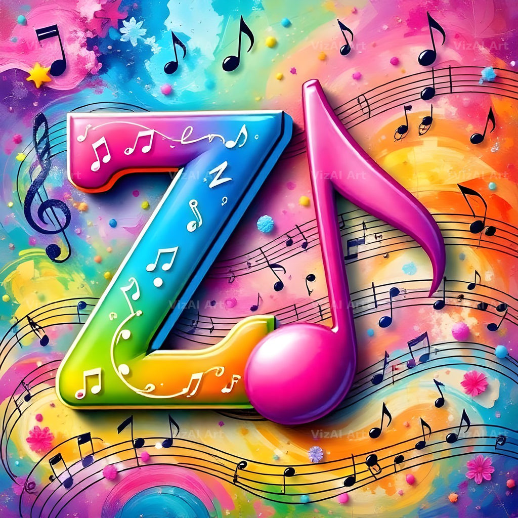 Confetti Music Note alphabet letter Z