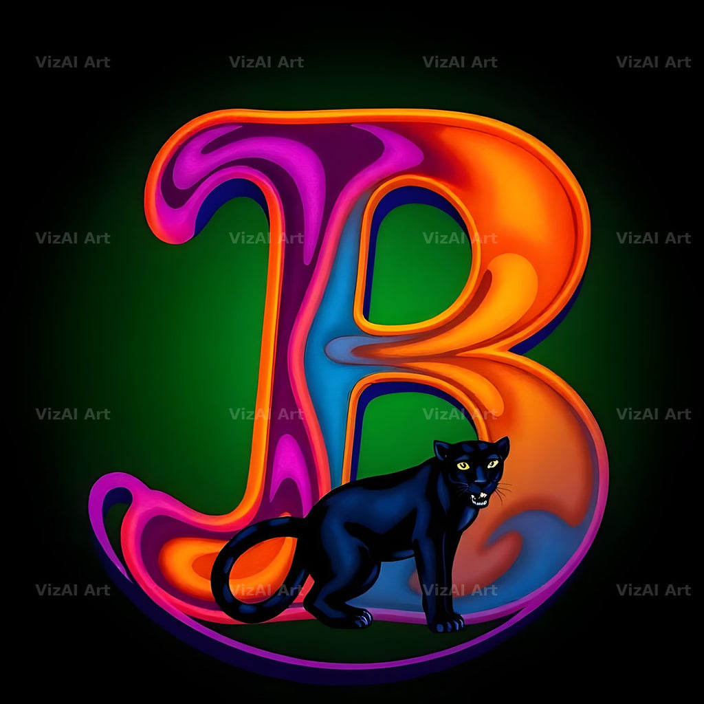 Neon Panther Prowl alphabet letter B