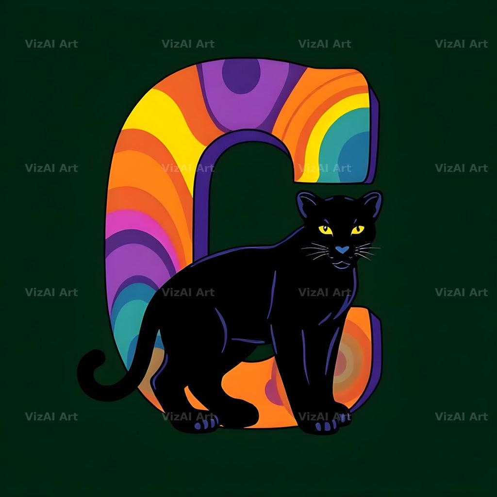 Neon Panther Prowl alphabet letter C