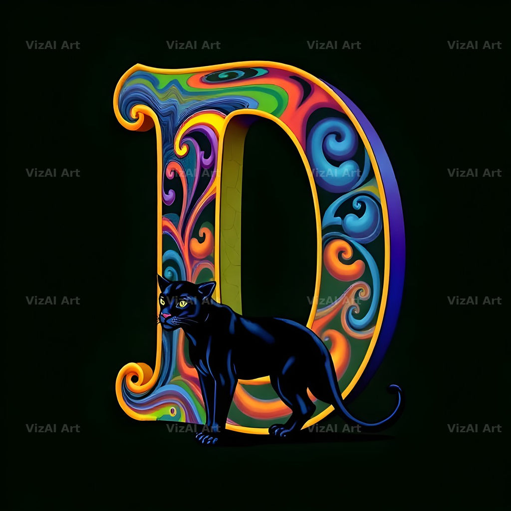 Neon Panther Prowl alphabet letter D