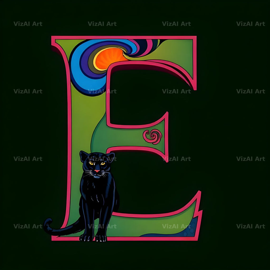 Neon Panther Prowl alphabet letter E