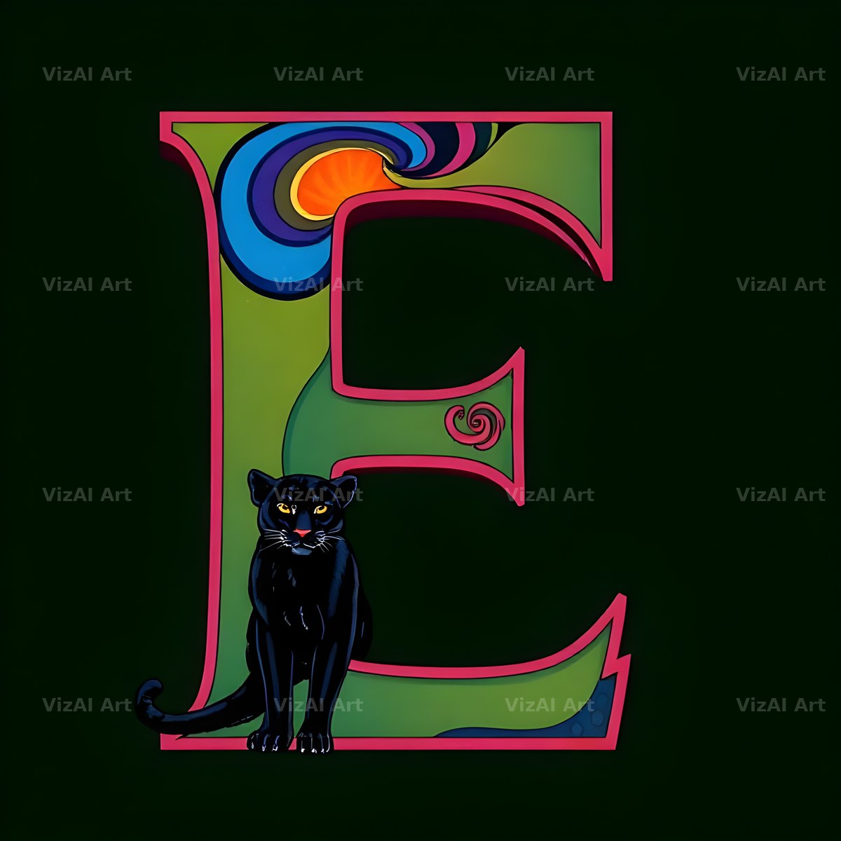 Neon Panther Prowl alphabet letter E