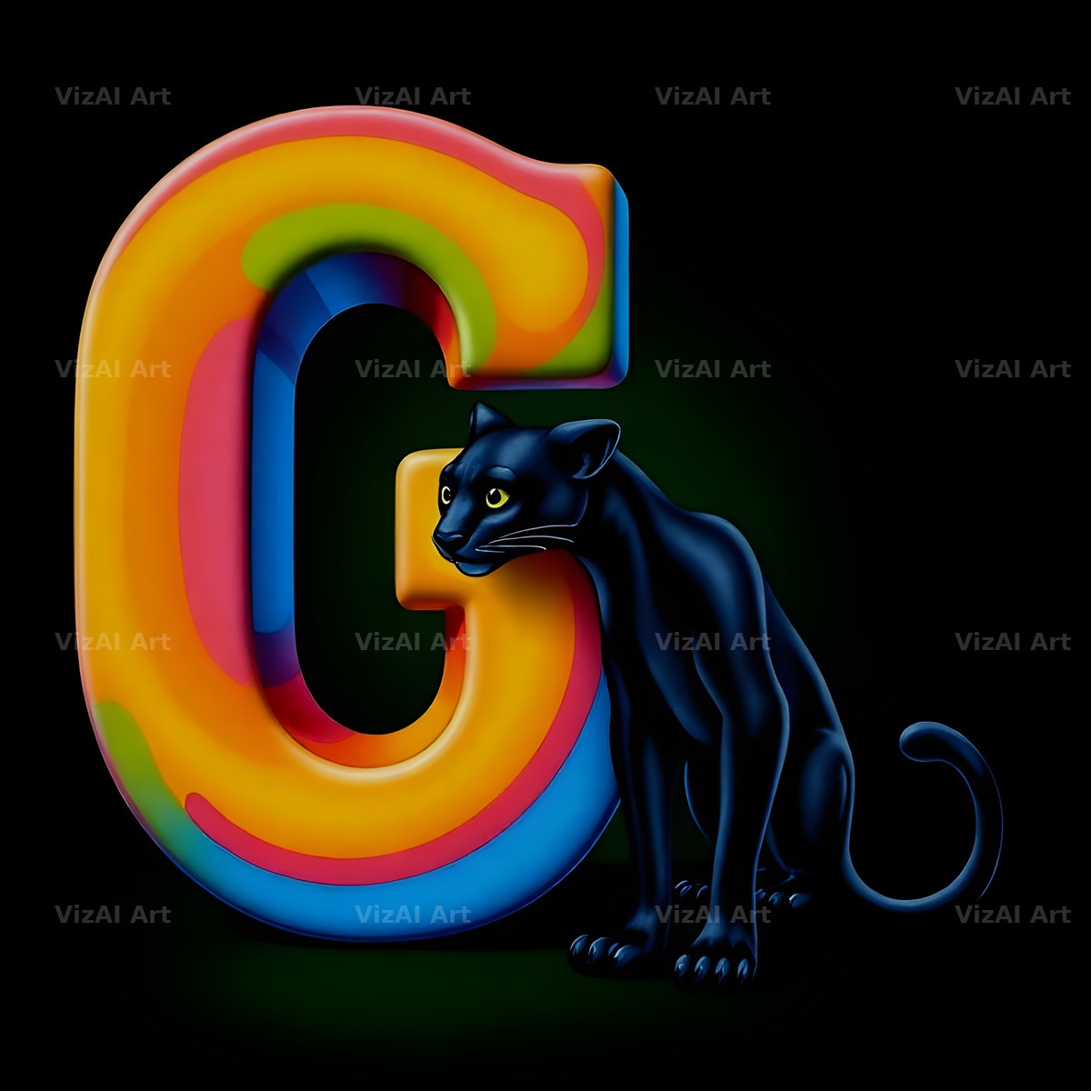 Neon Panther Prowl alphabet letter G