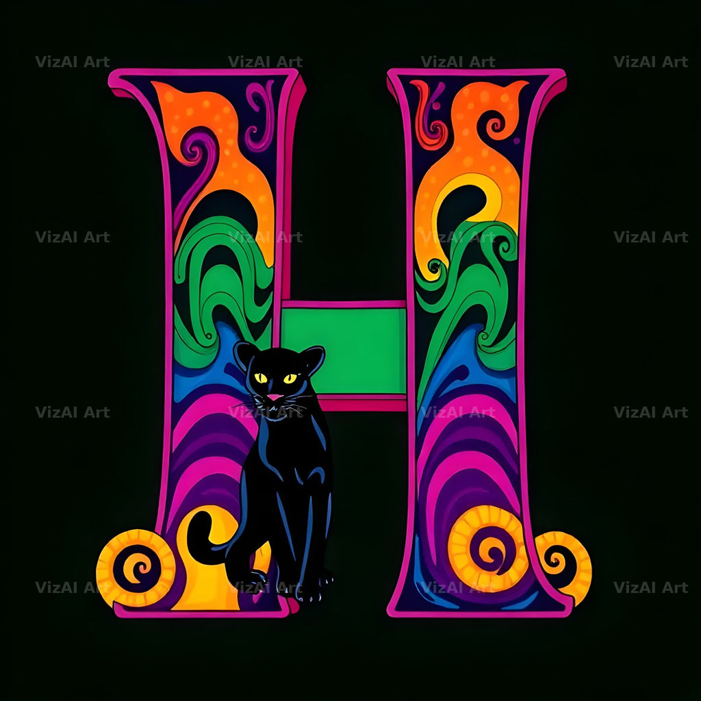 Neon Panther Prowl alphabet letter H