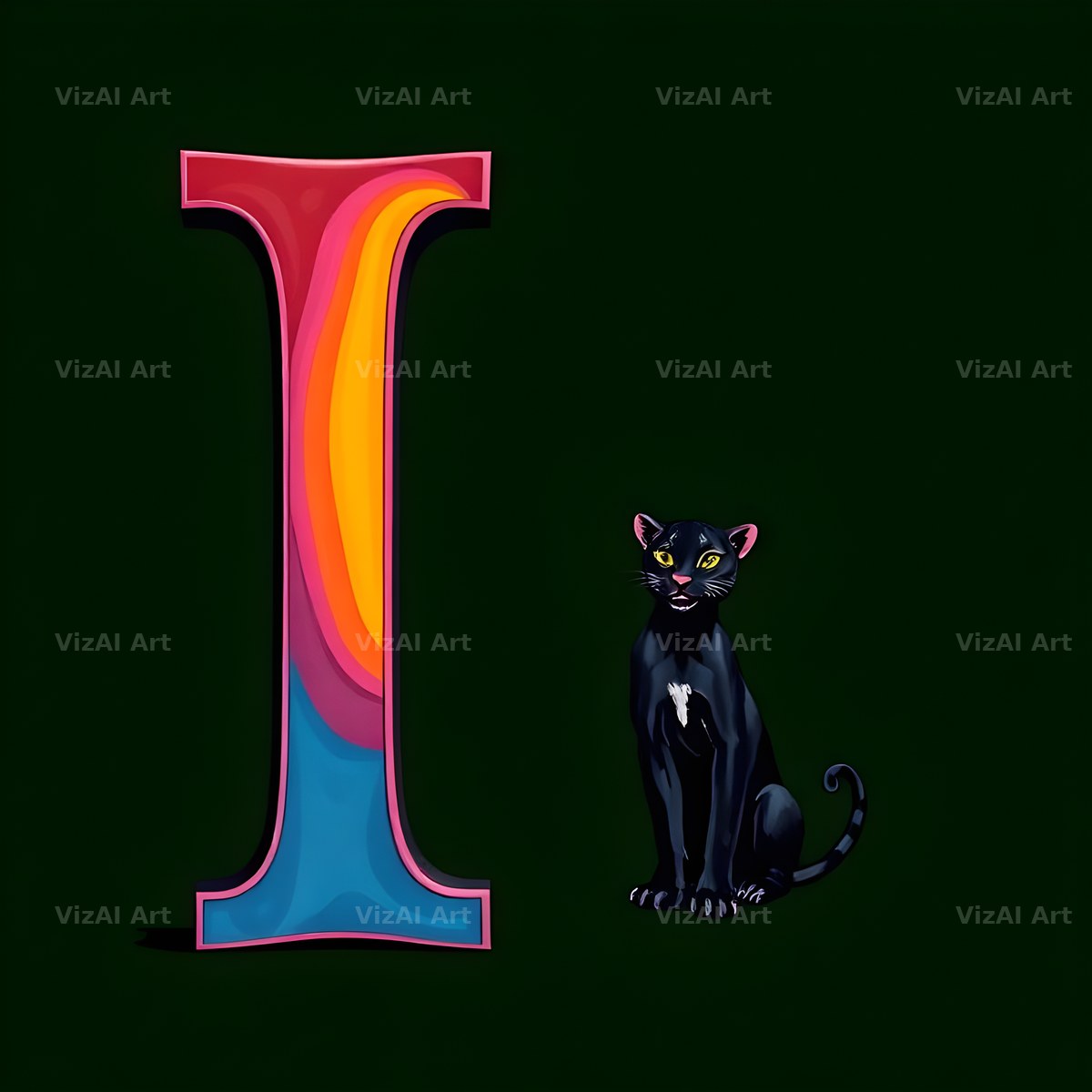 Neon Panther Prowl alphabet letter I