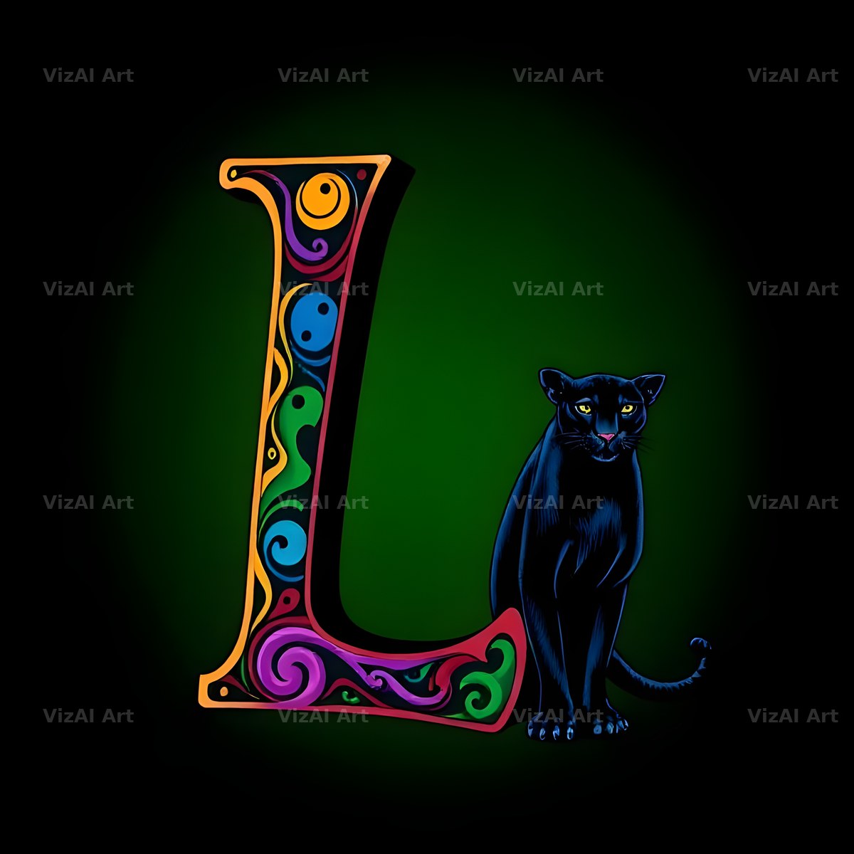 Neon Panther Prowl alphabet letter L