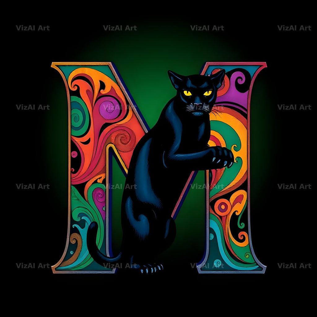 Neon Panther Prowl alphabet letter M
