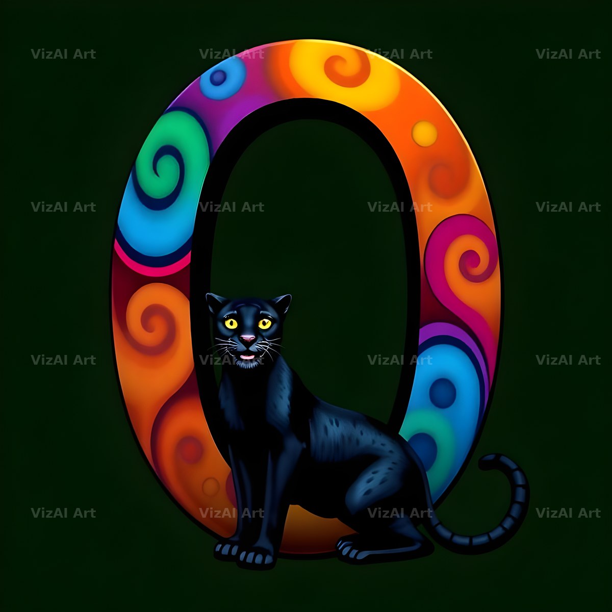 Neon Panther Prowl alphabet letter O