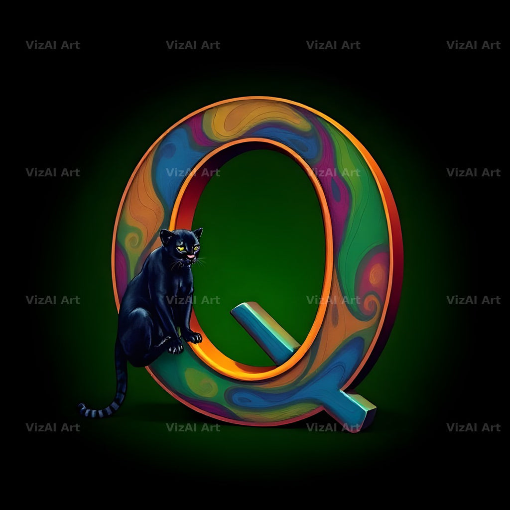 Neon Panther Prowl alphabet letter Q