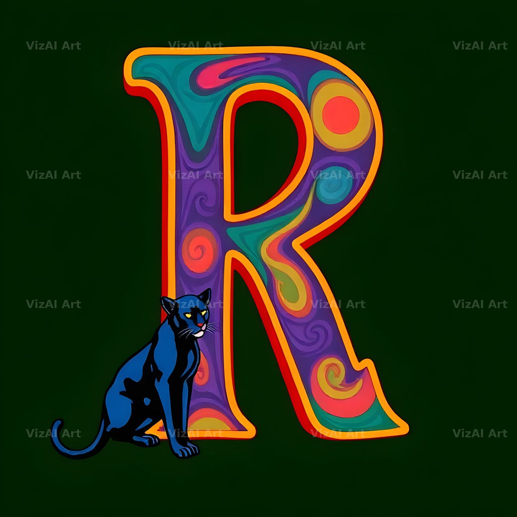 Neon Panther Prowl alphabet letter R