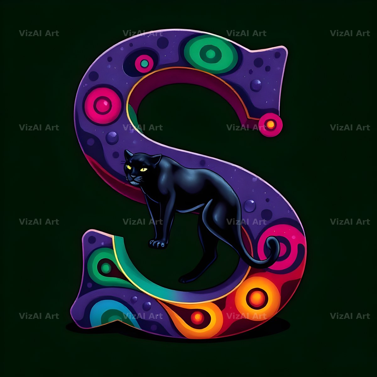 Neon Panther Prowl alphabet letter S