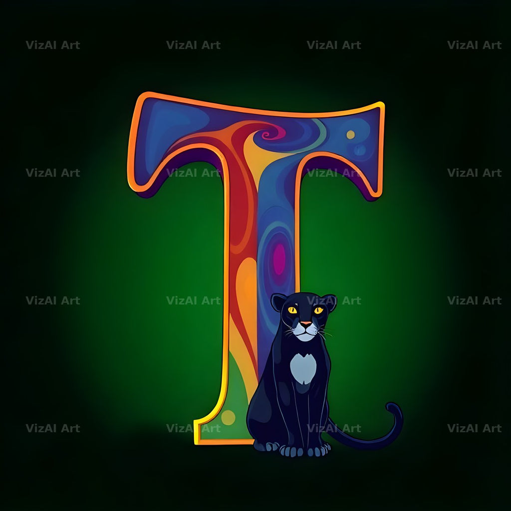Neon Panther Prowl alphabet letter T
