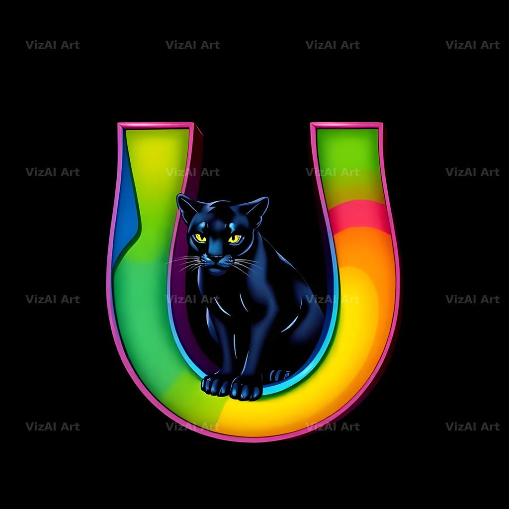 Neon Panther Prowl alphabet letter U