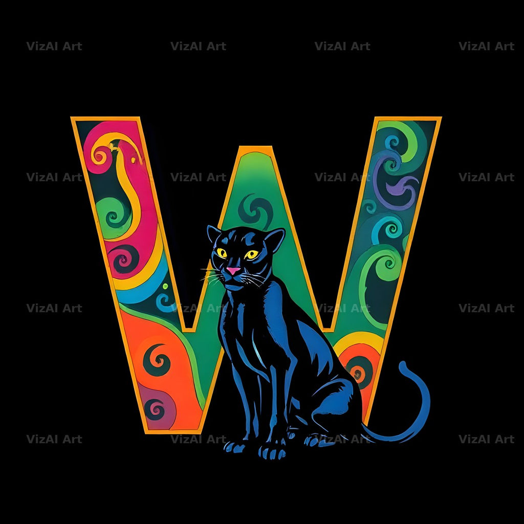 Neon Panther Prowl alphabet letter W