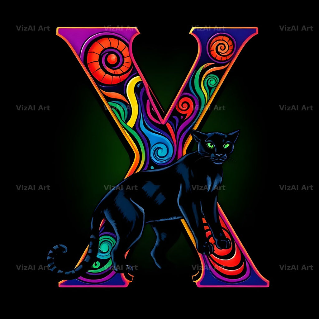 Neon Panther Prowl alphabet letter X